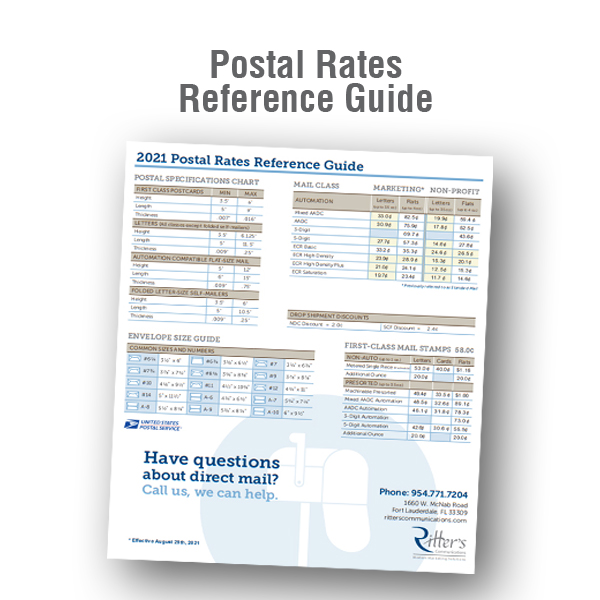 Postage Rate Chart Ritter's Printing and Packaging